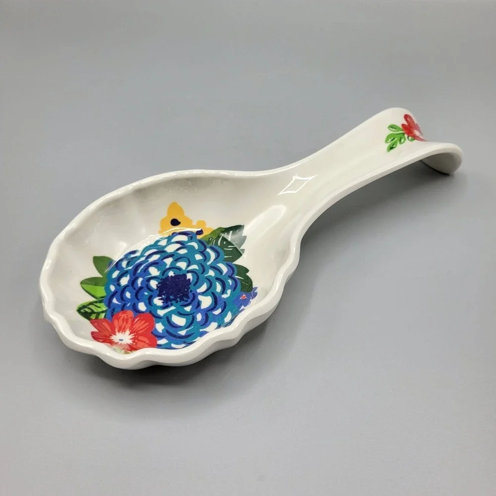 The Pioneer Woman Melamine Spoon Rest Floral Design Kitchen Utensil Holder